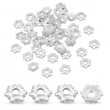 Шапочки для Бусин Металеві, Квітка, Колір: Срібло, Розмір: 7х7х2мм, Отвір 1.5мм, (2WB29187)