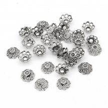 Nakładki na Koraliki Stop Metalowy 9x4mm Kolor: Antyczne Srebro 30szt/opakowanie (2WB29191)