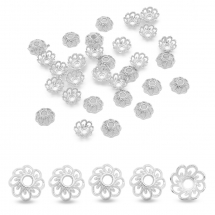 Nakładki na Koraliki Stop Metalowy 9x4mm Kolor: Srebrny 30szt/opakowanie (2WB29194)