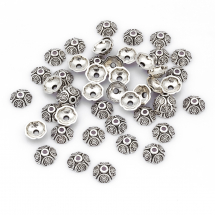 Nakładki na Koraliki Stop Metalowy 9x9x4mm Kolor: Antyczne Srebro 50szt/opakowanie (2WB29195)