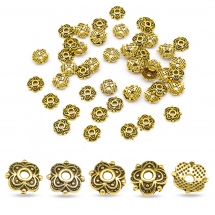 Nakładki na Koraliki Stop Metalowy 8x8x2mm Kolor: Antyczne Złoto 50szt/opakowanie (2WB29212)