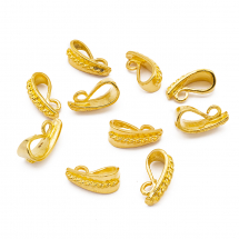 Krawatka Uchwyt z Pętelka Mosiądz 14x6mm Otwór 3.5mm Kolor: Złoty 10szt (2WB29257)