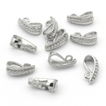 Krawatka Uchwyt z Pętelką Mosiądz 14x6mm Otwór 3.5mm Kolor: Platyna 10szt (2WB29258)