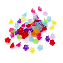 Koraliki Akrylowe, Przezroczyste, Matowy, Kwiat, Kolor: Mieszane, 13x7mm, Otwór: 1mm, około 90szt/25g (2WB30156)