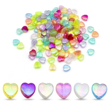 Koraliki Akrylowe, Przezroczyste, Serce, Tęczowy, Mix, 8x8x3mm, około 130szt/25g (2WB30488)