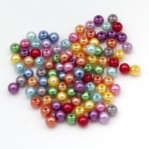 Koraliki Akrylowe, Imitacja Perły, Błyszczące, Barwiony, Okrągły, 8mm, Mix kolorów, około 90szt/25g (2WB30517)