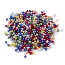 Перли Намистини Акрилові Глянцеві Круглі, Мікс, 4мм, Отвір 1мм, близько 850шт/25г, (2WB30519)