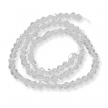 Намистини Скляні, Твіст, прозорі, Колір: Безбарвний, Розмір: 4х4х4мм, Отвір 1мм, близько 100шт/40см/нитка, (2WB30914)