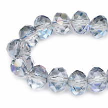 Намистини Гальваніка Скло, Грановані, Рондель, Колір: Сіро-синій, Розмір: 8х5.5мм, Отвір: 1.5мм, близько 72шт/40см/нитка, (2WB31032)