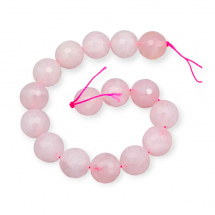 Koraliki Naturalny Różowy Kwarc, Okrągłe, Fasetowany, 12mm, około 15szt/18cm/sznur (2WB30820)