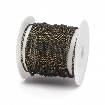 Łańcuszek Skręcany, Mosiądz, Diamentowy Szlif, Galwanizacja, Stal Pistoletowa i Złoto, 2x1x0.1mm, 5m / szpula (2WB30352)