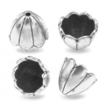 Конус Шапочки для Бусин, Металеві, Колір: Античне Срібло, Розмір: 17х15мм, Отвір 2мм, (2WB30390)