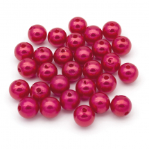 Перли Намистини Акрилові, Глянцеві, Круглі, Колір: Червоний, Розмір: Діаметр 10мм, Отвір 2.5мм, близько 50шт/25г, (2WB30226)