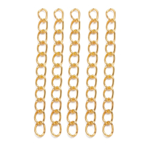 Końcówki Łańcuszki Przedłużające, Żelazne, Złote, 45~55x3.5mm, Ogniwo 5.5x3.5x0.5mm, 100szt (14WB6212)