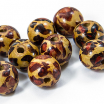 Koraliki Drewniane z Nadrukowanym Wzorem 20mm Kolor: Brązowy 20szt/50g (14WB5934)