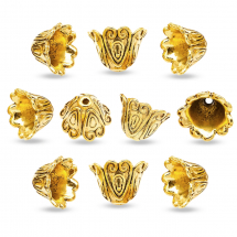 Nakładki na Koraliki Stop Metalowy 15x11mm Kolor: Antyczne Złoto 10szt/opakowanie (14WB7464)