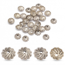 Шапочки для Бусин, Латунь, Квітка, Колір: Платина, Розмір: 7х2мм, Отвір 1мм, близько 27шт / 3г, (14WB7536)