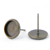 Podstawy dla Puset Cabochon  Mosiądz 10x12mm Kołek 0,7mm Średnica Wewnętrzna 8mm Kolor: Brązowy 10szt (14WB7567)