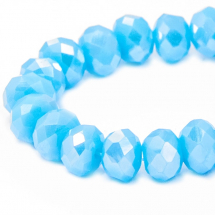 Намистини Непрозорий Кришталь, Скло Грановані, Рондель, Колір: Блакитний, Розмір: 6х4мм, Отв-тя 1мм, близько 95шт / 38см / нитка, (14WB6904)