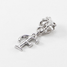 Шарми Евробусіни з Кулоном, Алфавіт, Буква "F", Сплав, Колір: Платина, 24~30мм, Отвір 5мм, (14WB7672)