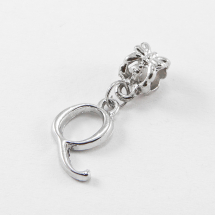 Charms Zawieszka, Litera alfabetu "Q" Stop Metalowy, Platyna 24-30mm, 1szt (14WB7684)