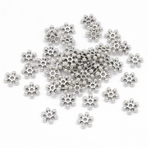 Намистини-Роздільники, Сплав, Сніжинка, Колір: Античне Срібло, Розмір: 10х2.5мм, Отвір 1.5мм, (14WB7381)