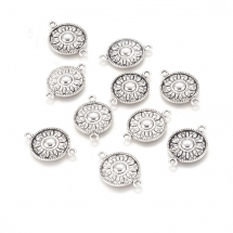 Конектор Біжутерний сплав, 2 отвори, Колір: Античне Срібло, Розмір: 25.5х17x2.5мм, Отвір 2мм, (14WB7388)