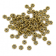 Koraliki Dystansowe, Styl Tybetański, Kwiat, Stop Biżuterii, Złoto, 4.5x1.5mm, otwor 1mm, 100szt (14WB6804)