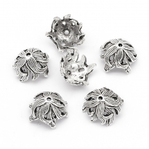 Nakładki na Koraliki Stop Metalowy 15x10mm Kolor: Antyczne Srebro 6szt/opakowanie (14WB6828)