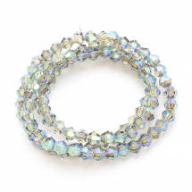 Koraliki Galwanizowane Szkło, Bicone, Szary, 4x4.5mm, około 90szt/44cm/sznur (14WB7035)