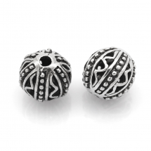 Намистини Тибетський сплав Стиль Круглі, Античне Срібло, 11мм, Отвір 2мм, (14WB7237)