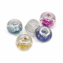 Koraliki Modułowe Charms Lampwork Handmade Mix kolorów 14x9-10mm, 5szt (14WB6716)