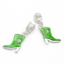 Charms Zawieszka, Stop Metalowy, Zielony 14x33x3mm, 2szt (14WB8443)