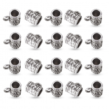 Бейл Трубка, Тибетський Стиль, Біжутерний сплав, Античне Срібло, 9х7мм, Отвір 2.5мм і 5мм, (Q5WB1553)