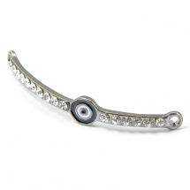 Конектор Напівколо зі Стразами, Клас А, Біжутерний сплав + Емаль, 2 отвори, Колір: Збройна Сталь, Розмір: 49x7x2.5мм, Отвір 2мм, (14WB8499)