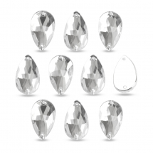Пришивні Акрилові Стрази 2 Отвори Крапля, Безбарвний, 16х10х4мм, Отвір 1мм, (14WB8626)