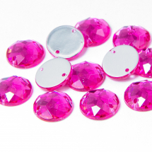 Пришивні Акрилові Стрази, 2 отвори, Круглі, Колір: Рожевий, Розмір: 12х4мм, Отв-тя 1мм, (14WB8636)