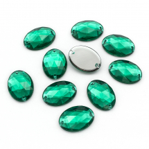 Пришивні Акрилові Стрази, 2 отвори, Овальні, Колір: Морська Хвиля, Розмір: 18х13х5мм, Отв-тя 1мм, (14WB8650)