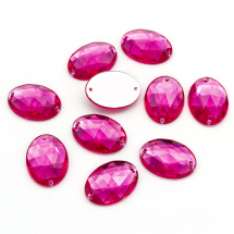 Пришивні Акрилові Стрази, 2 отвори, Овальні, Колір: Рожевий, Розмір: 18х13х5мм, Отв-тя 1мм, (14WB8652)