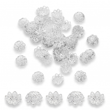 Шапочки для Намистин Залізні, Квітка, Срібло, 10х4мм, Отвір 1мм, (14WB8580)