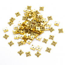 Nakładki na Koraliki Stop Metalowy 6x6x2mm Kolor: Antyczne Złoto 100szt/opakowanie (14WB8607)