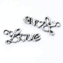 Кулон Слово Любов, Метал, Колір: Античне Срібло, Розмір: 13x25x2мм, Отвір 2мм, (14WB8721)