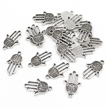 Кулони Металеві Рука Хамси, Колір: Античне Срібло, Розмір: 22x15x1.5мм, Отвір 2 мм, (14WB8729)