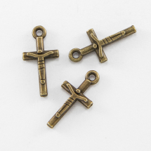 Кулон Хрест, Метал, Колір: Бронза, Розмір: 19x9мм, (14WB8764)