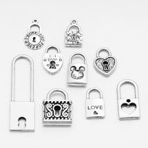 Кулон Замки, Метал, Колір: Античне Срібло, Розмір: 18 ~ 49.5x10 ~ 17x1 ~ 5мм, Отвір 1 ~ 29x2 ~ 9мм, близько 35шт / 100г, (14WB8701)