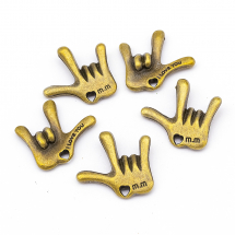 Кулон Металевий, Долонька, Колір: Бронза, Розмір: 28х26мм, Отвір 1мм, (14WB8722)