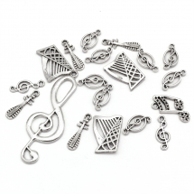 Zawieszka Stop Metalowy 15-35x5.5-15x2-6mm Otwór 1-2mm Kolor: Antyczne Srebro około 16szt/20g (14WB8714)