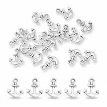 Zawieszka Wisiorek Kotwica, Stop Metalowy, Antyczne Srebro, 13.8x10.5x2mm, Otwór 1.8mm, 20szt (14WB8786)