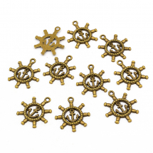 Кулон Штурвал, Метал, Колір: Бронза, Розмір: 28x23мм, (14WB8782)