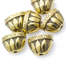 Конус Шапочки для Бусин, Металеві, Колір: Античне Золото, Розмір: 14х20х12мм, Отвір 2.5мм, (Q5WB1546)